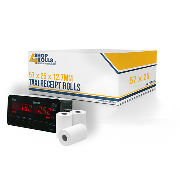 Taxi Receipt Rolls 57mm x 25mm - 20 Rolls Per Box